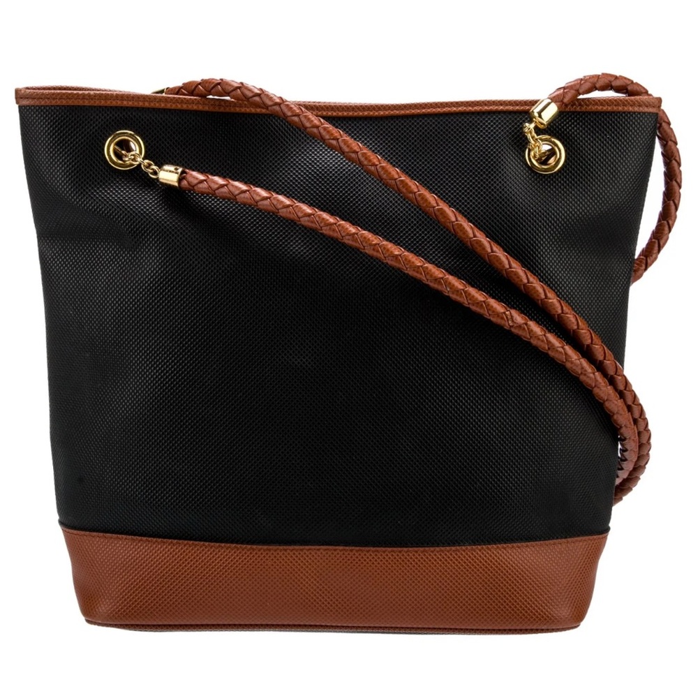 Bottega Veneta Black and Brown Shoulder Bag with Braided Straps